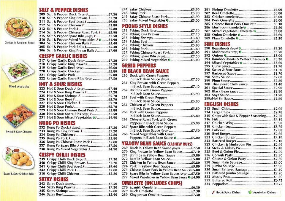 Menu at Hong Kong Chef,Temple Cloud, Bristol, uk restaurant, Bristol