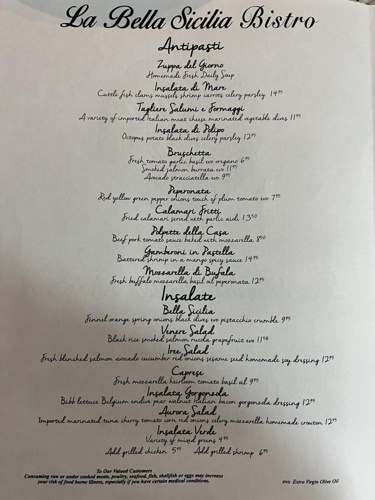 Menu at La Bella Sicilia // Sauce Boss desserts, Mechanicsburg