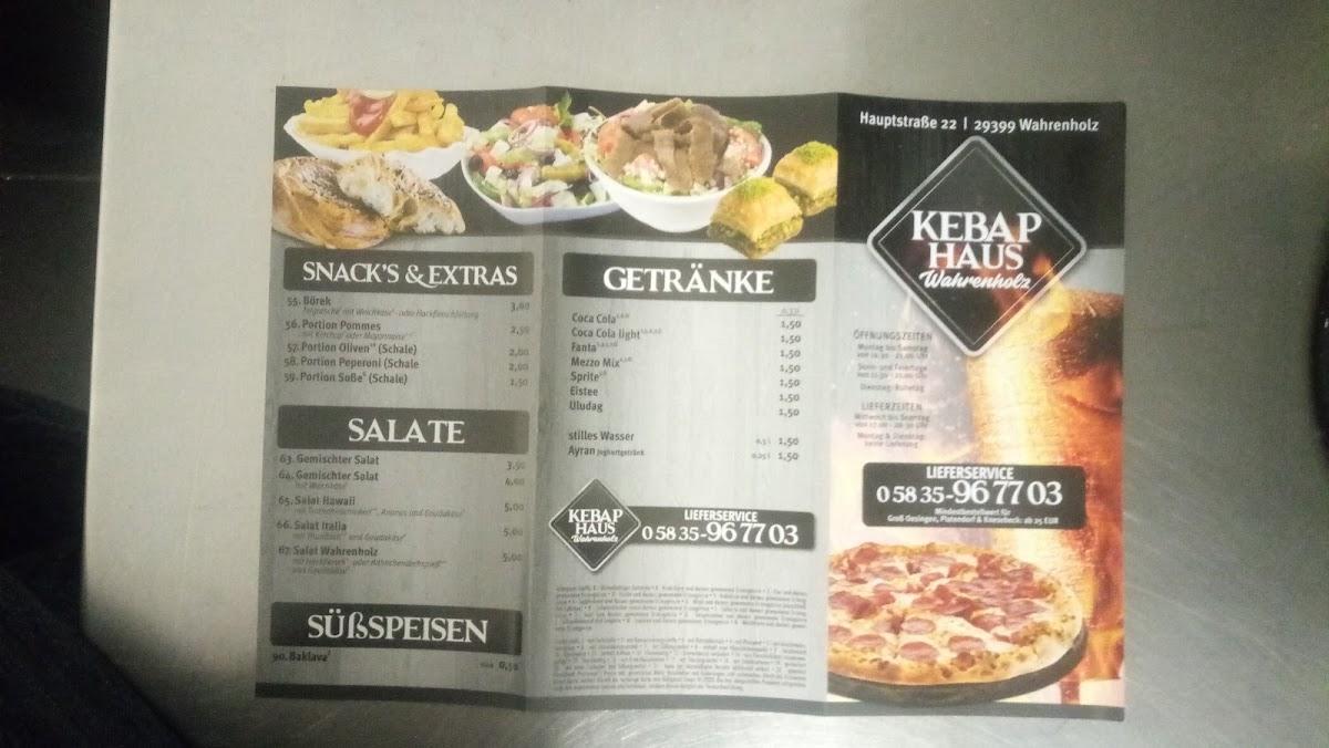 Speisekarte von Kebab Haus, Wahrenholz