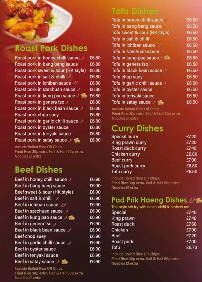 Menu at Zu Zu restaurant, Carrickfergus