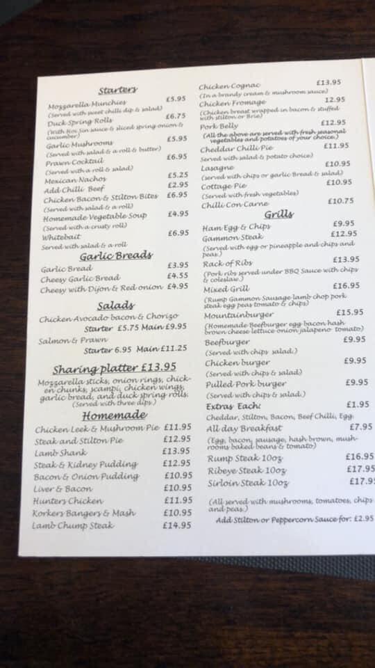 Menu at Dukes Head pub & bar, Shadoxhurst