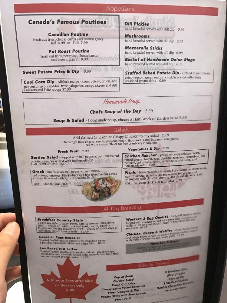 Menu at Maple Leaf Diner restaurant, Dallas