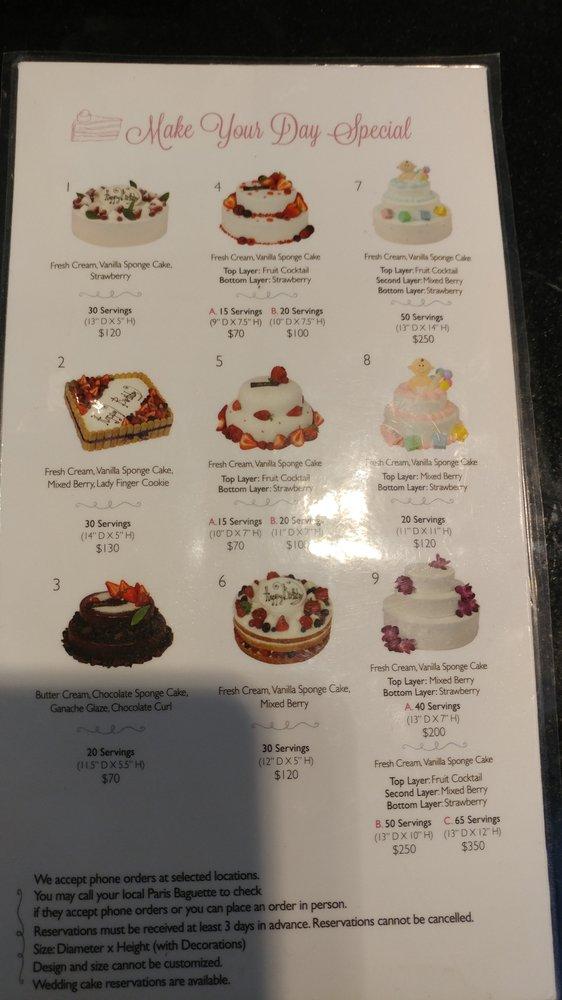 Menu at Paris Baguette desserts, Doraville, Buford Hwy NE