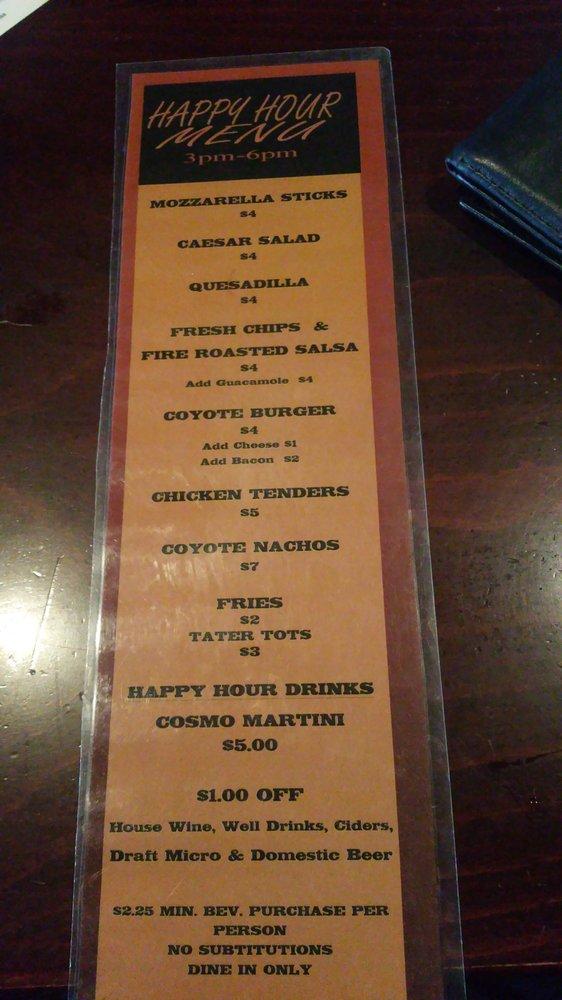 Menu at Coyote's Bar & Grill, Hillsboro