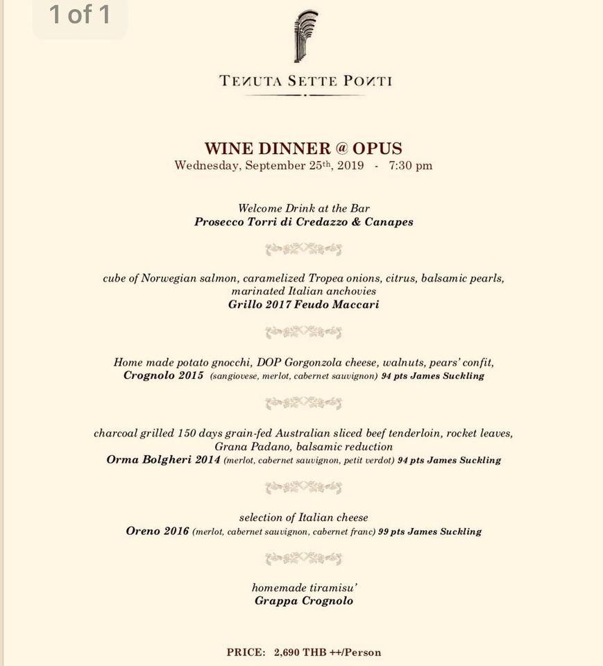 Menu at Opus pub & bar, Bangkok, 64 Pan Rd