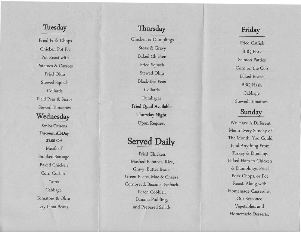 Carolina Dining Room Breakfast Buffet Menu