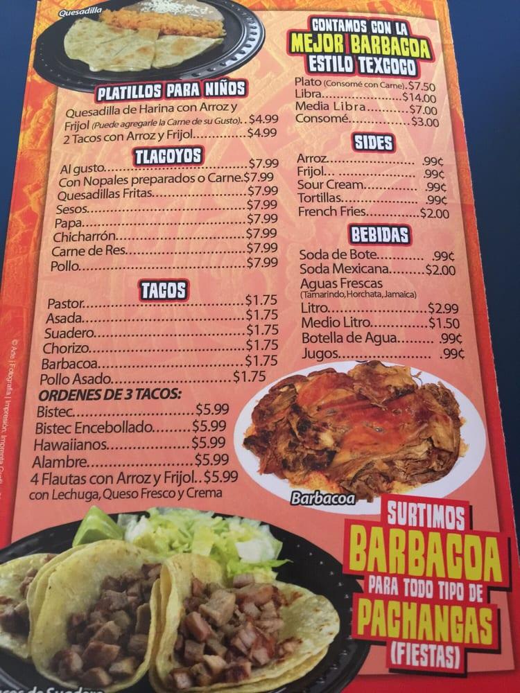 Menu at Machete Azteca restaurant, Phoenix, W Indian School Rd