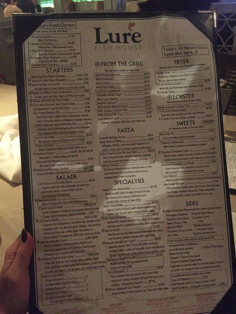 Menu at Lure Fish House pub & bar, Westlake Village