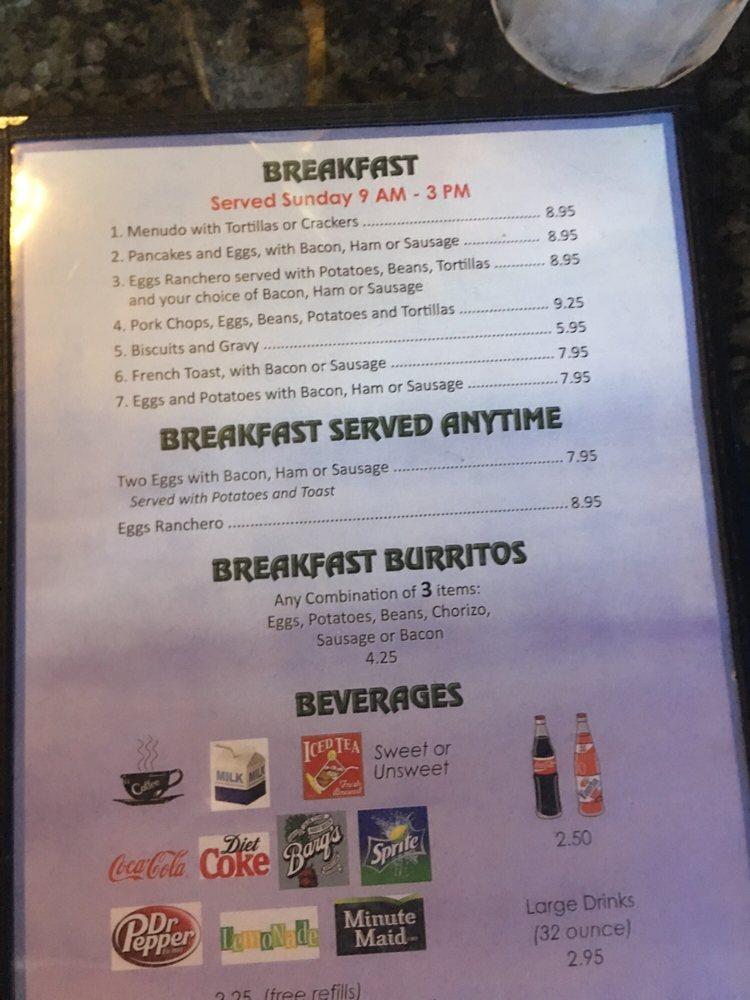 Menu at Alberto's Crystal Cafe, Big Spring