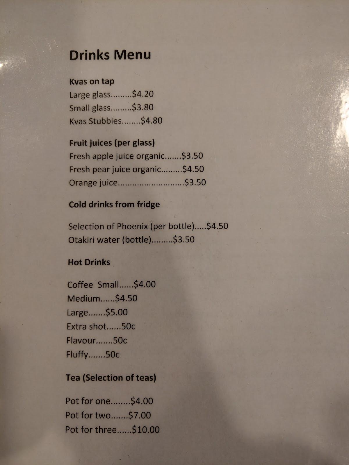 Menu at XOXO café cafe, Christchurch