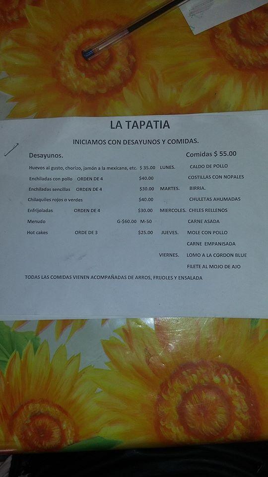 Menu at La Tapatia. restaurant, Puerto Vallarta