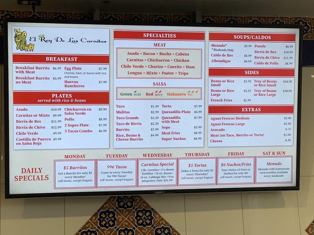 Menu at Los Reyes Market restaurant, Bakersfield