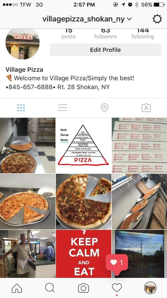 Menu at Village Pizza pizzeria, Shokan