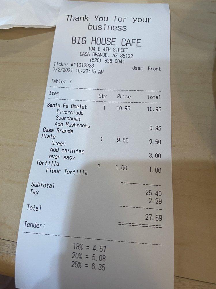 Menu at Big House Cafe & Catering, Casa Grande
