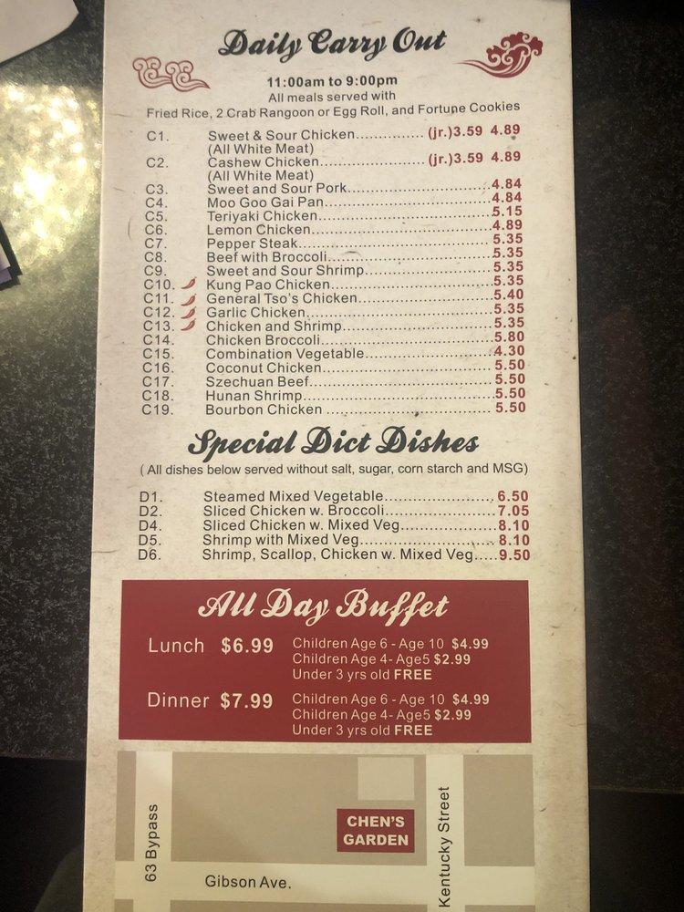 Menu at Chen's Garden restaurant, West Plains