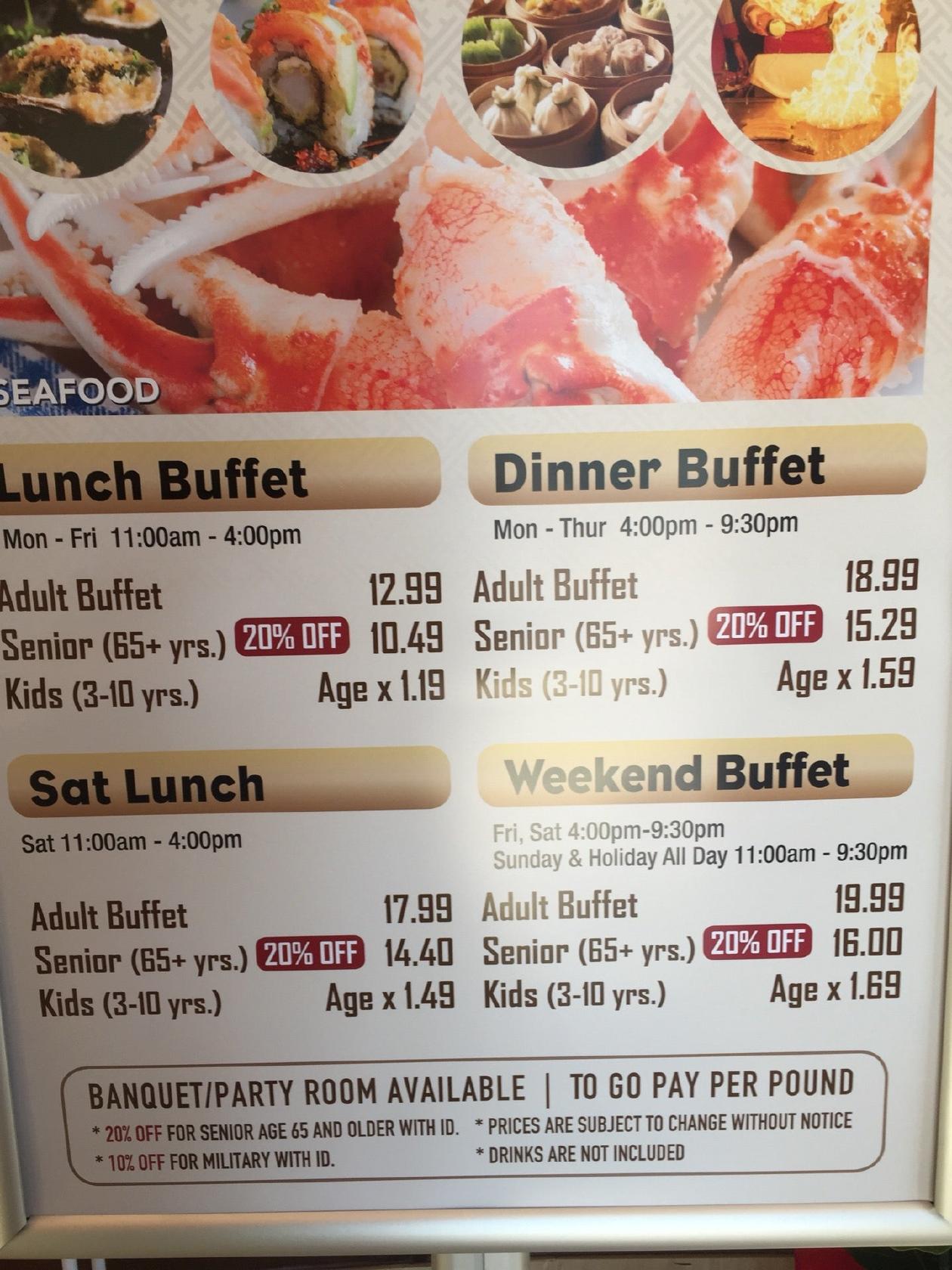 Menu at Four Seasons Buffet restaurant, Cerritos