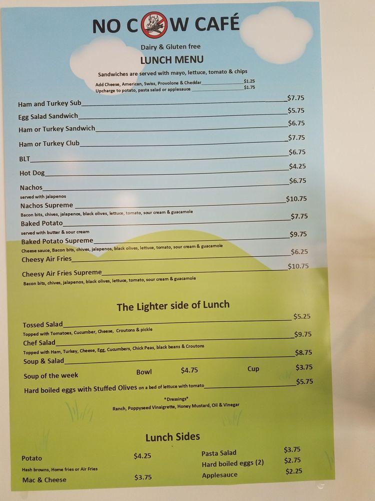 Menu at No Cow Cafe Gluten & Dairy Free Bakery, Castle Rock