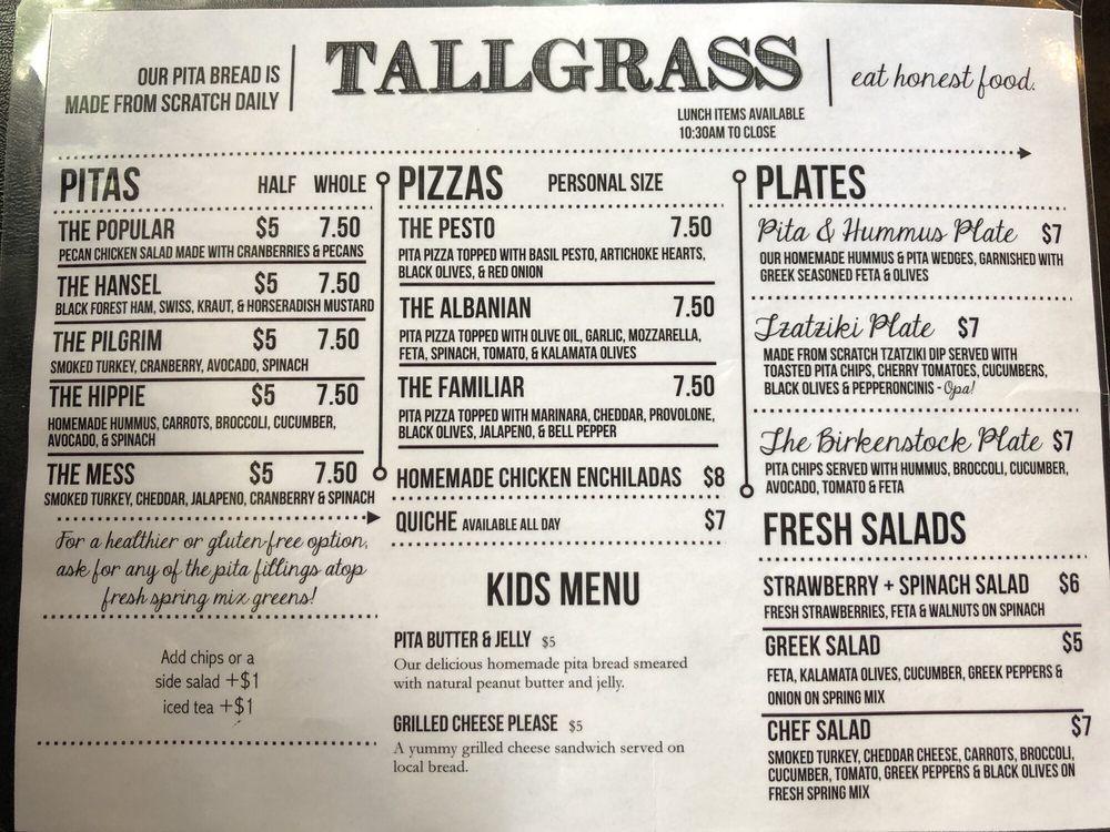 Menu at TallGrass Bar and Grill, Harrison