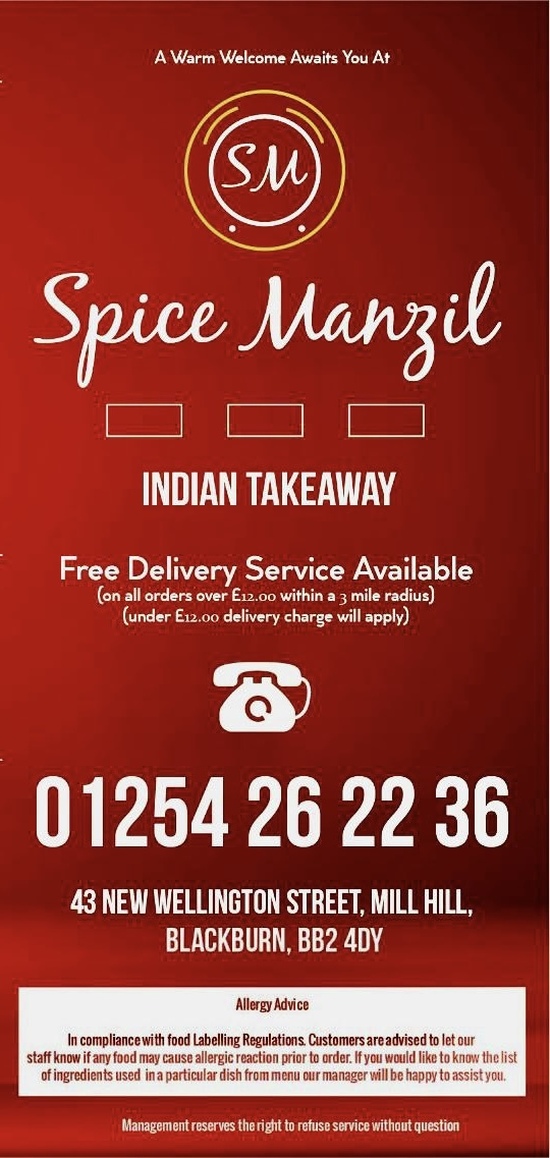 Menu at Spice Manzil restaurant, Blackburn