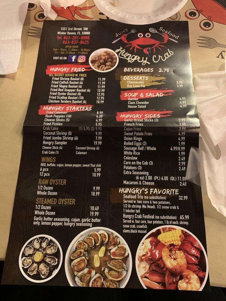 Menu at Hungry Crab Juicy Seafood & Bar Winter Haven FL, Winter Haven