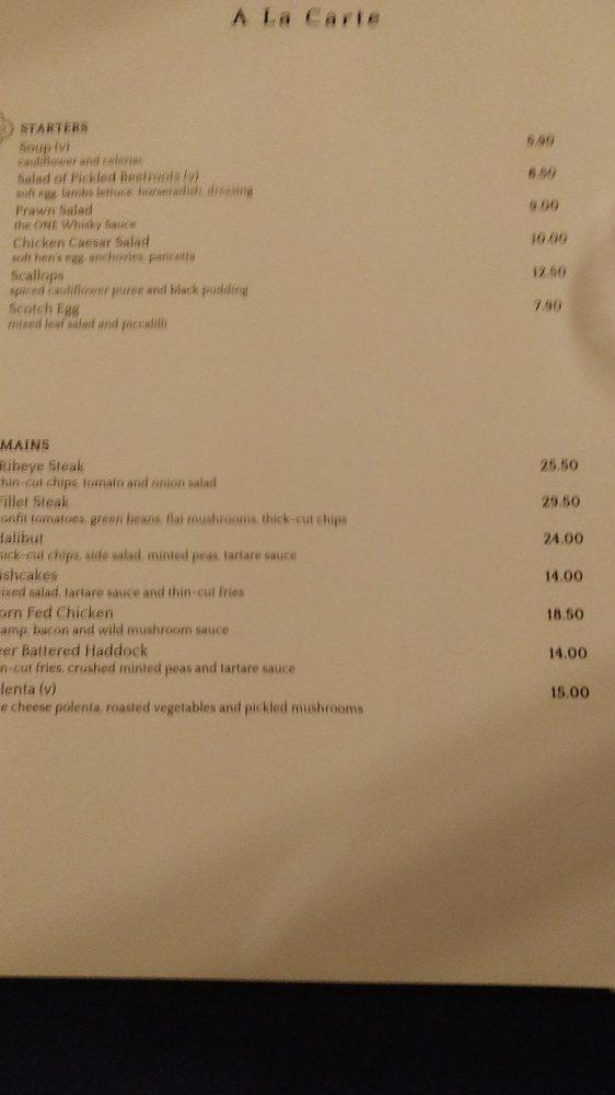 Menu at The Lakes Distillery restaurant, Setmurthy