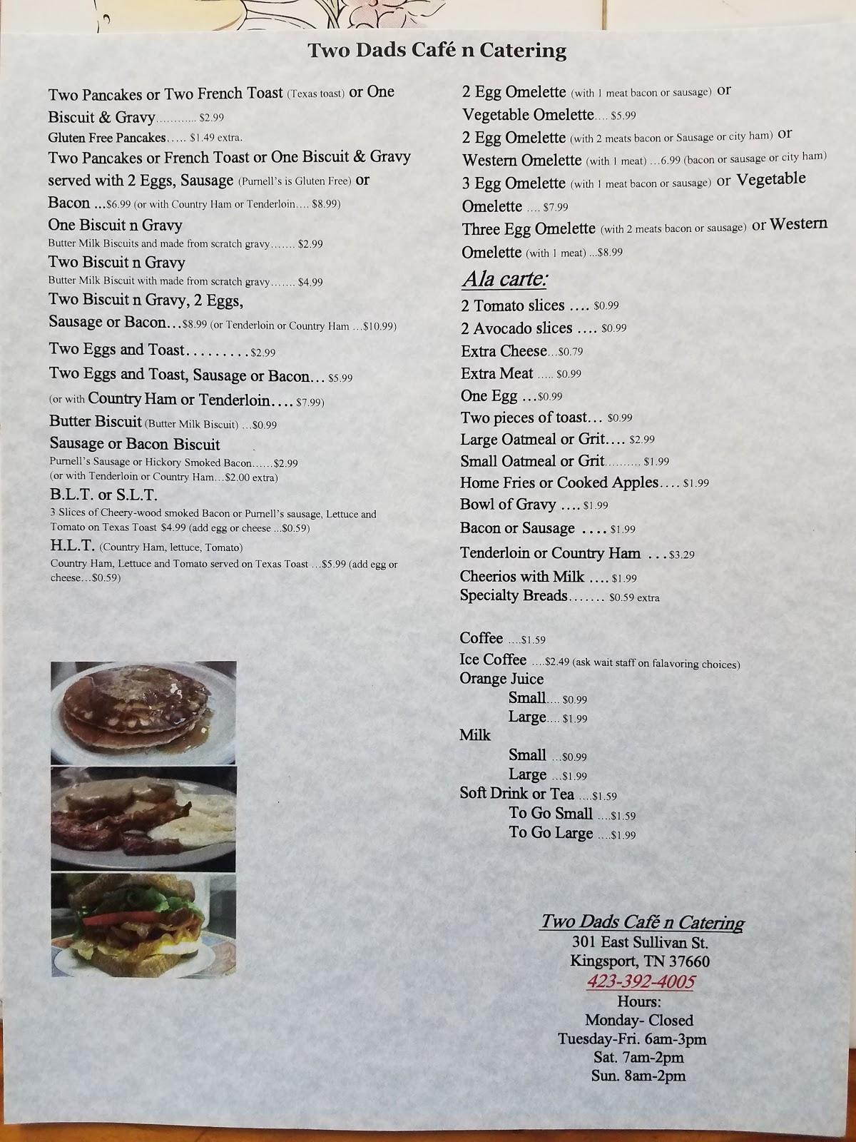 Menu at Two Dads Cafe n Catering, Kingsport