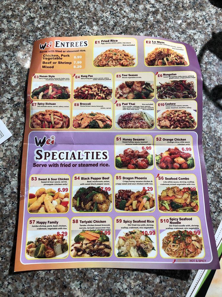 Menu at Wei Tasty Asian Waco (Chinese Food) restaurant, Waco, 721 S