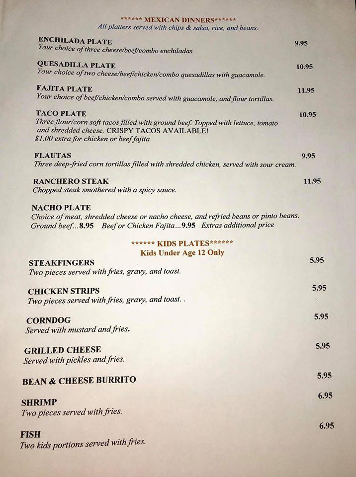 Menu at Iredell Cafe, Iredell