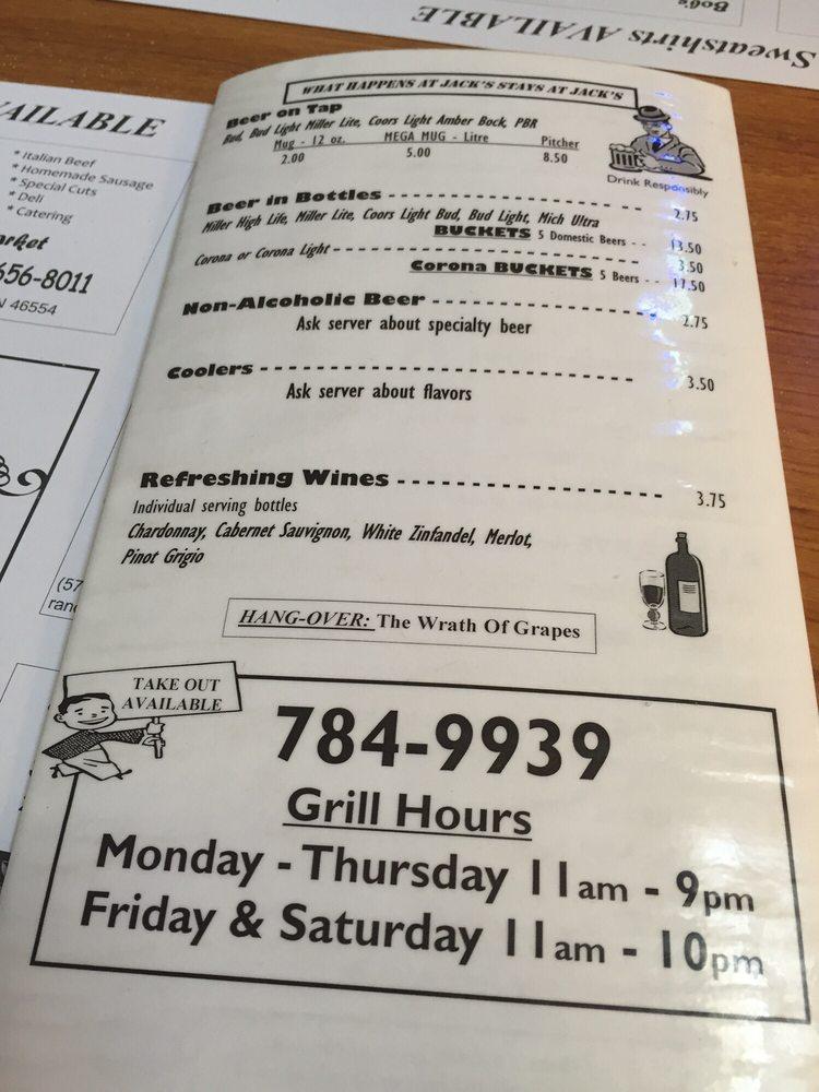 Menu at Jack's Bar & Grill, Lakeville