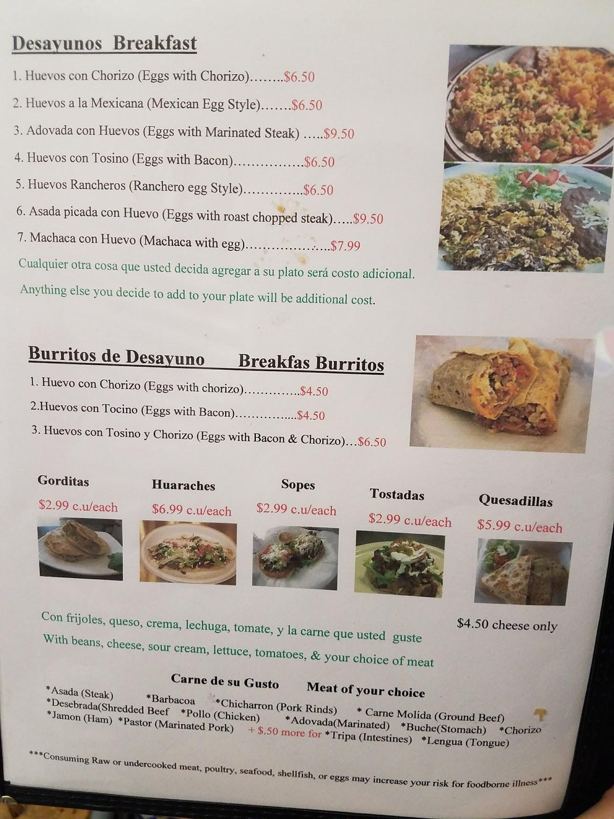 Menu at El Rey Del Taco restaurant, Fort Lupton