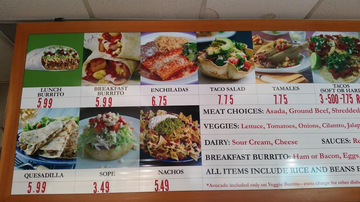 Menu at The Burrito King restaurant, Bellingham, 505 32nd St