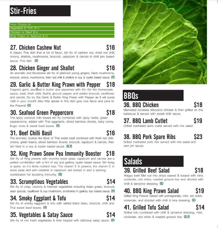 Menu at KinKinKin Thai Restaurant, Engadine