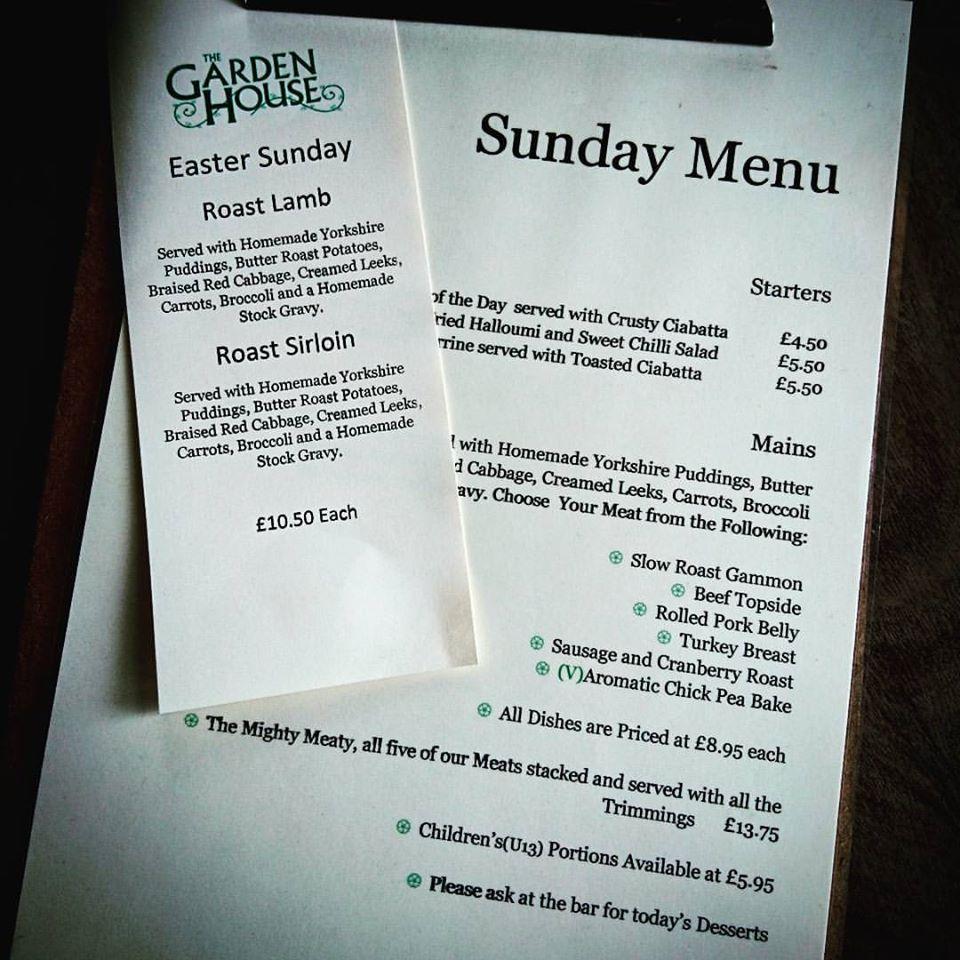 Carta del pub y bar The Garden House, Norwich