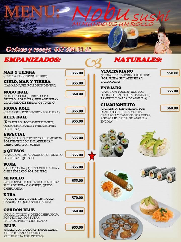 Menu at NOBU SUSHI, Culiacán