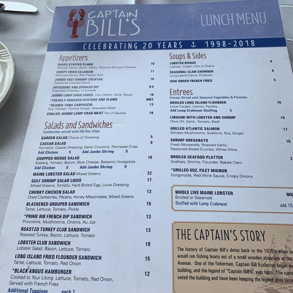 Menu at Captain Bills Restaurant & Catering, Bay Shore