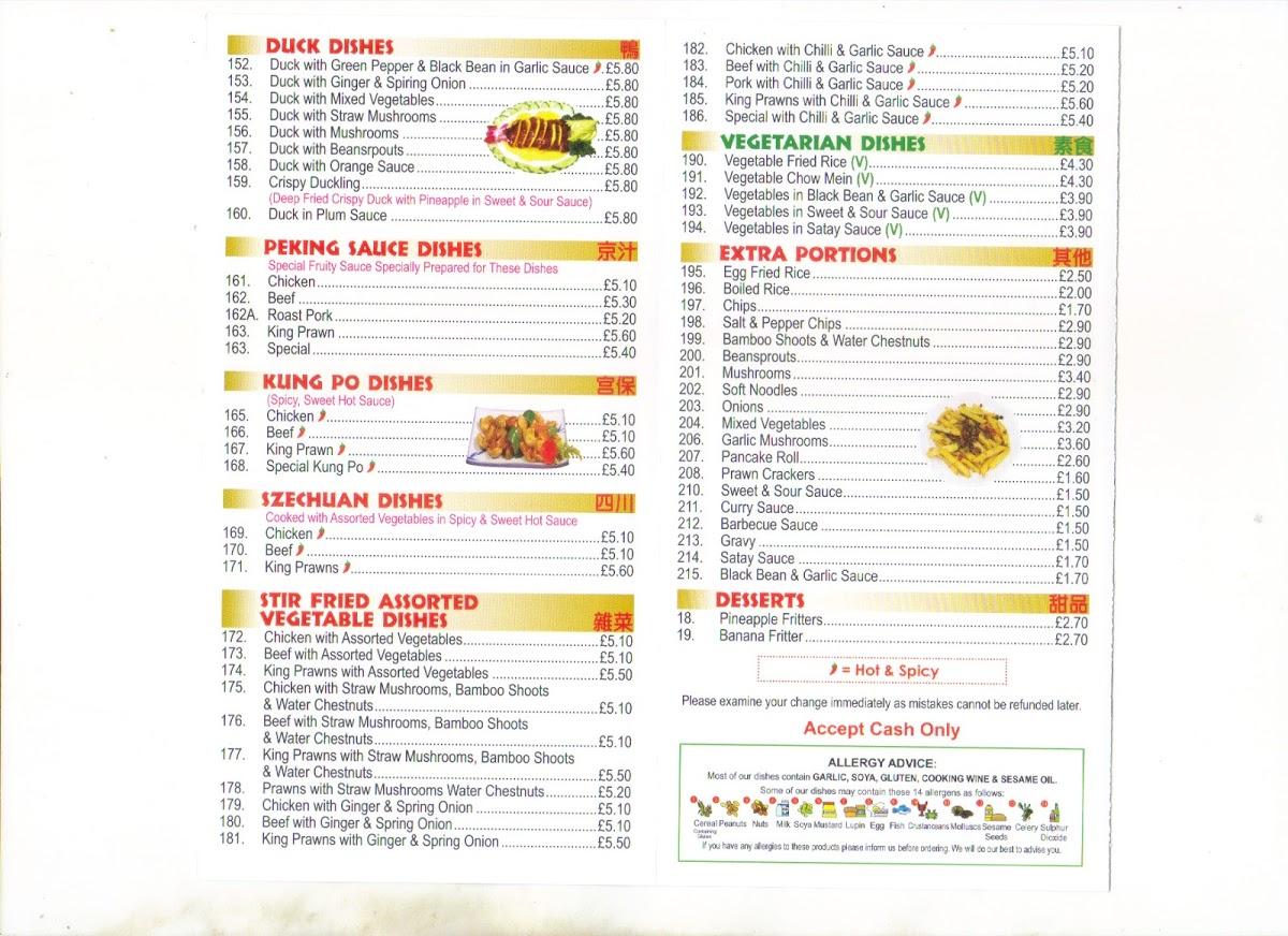 Menu At China Kitchen Fast Food Goldthorpe