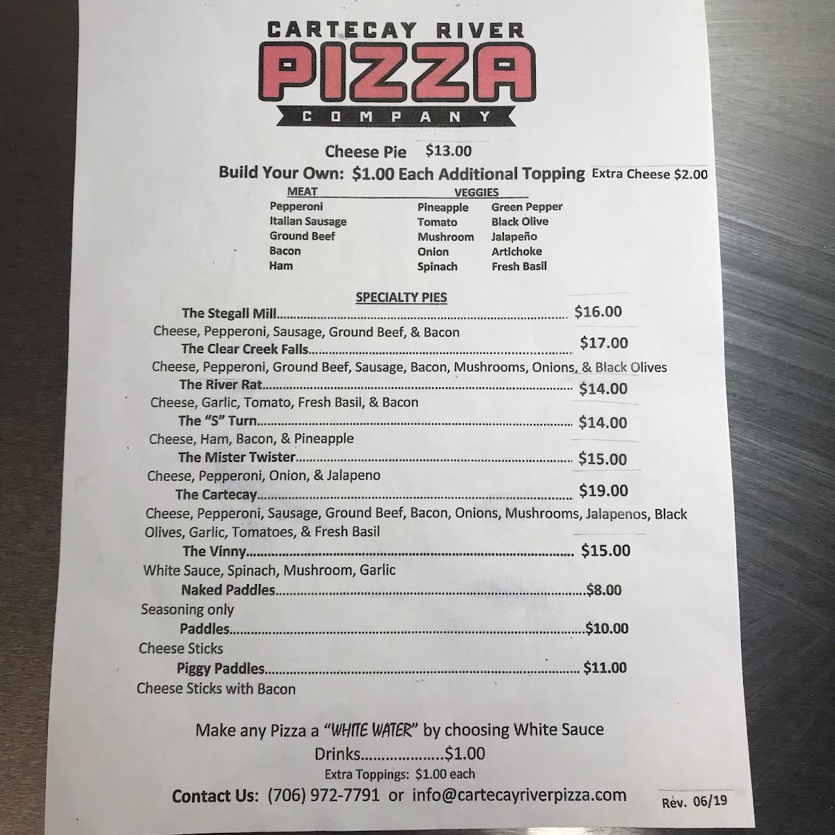 Menu at Cartecay River Pizza Company pizzeria, Ellijay, GA-52