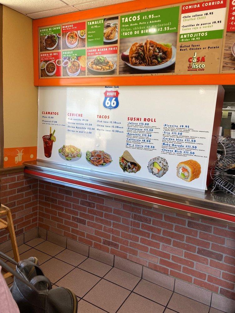 Menu at Casa Jalisco Mexican Food restaurant, Upland