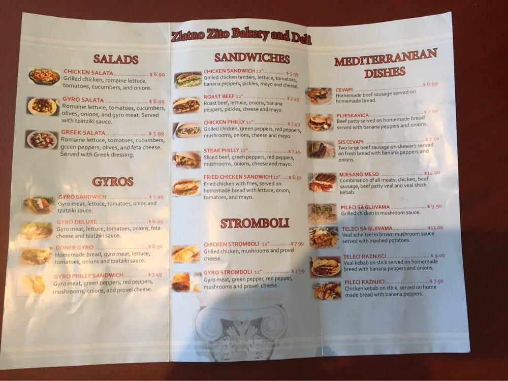 Menu at Zlatno Zito Bakery and Deli, St. Louis