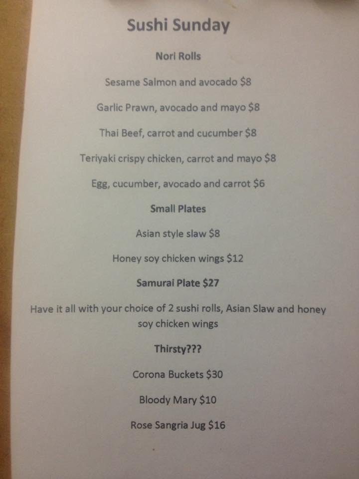 Menu at Reef Cafe, Coral Bay