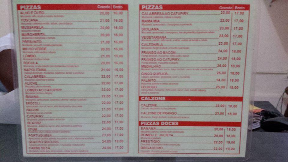 Hugo Disk Pizza cardápio