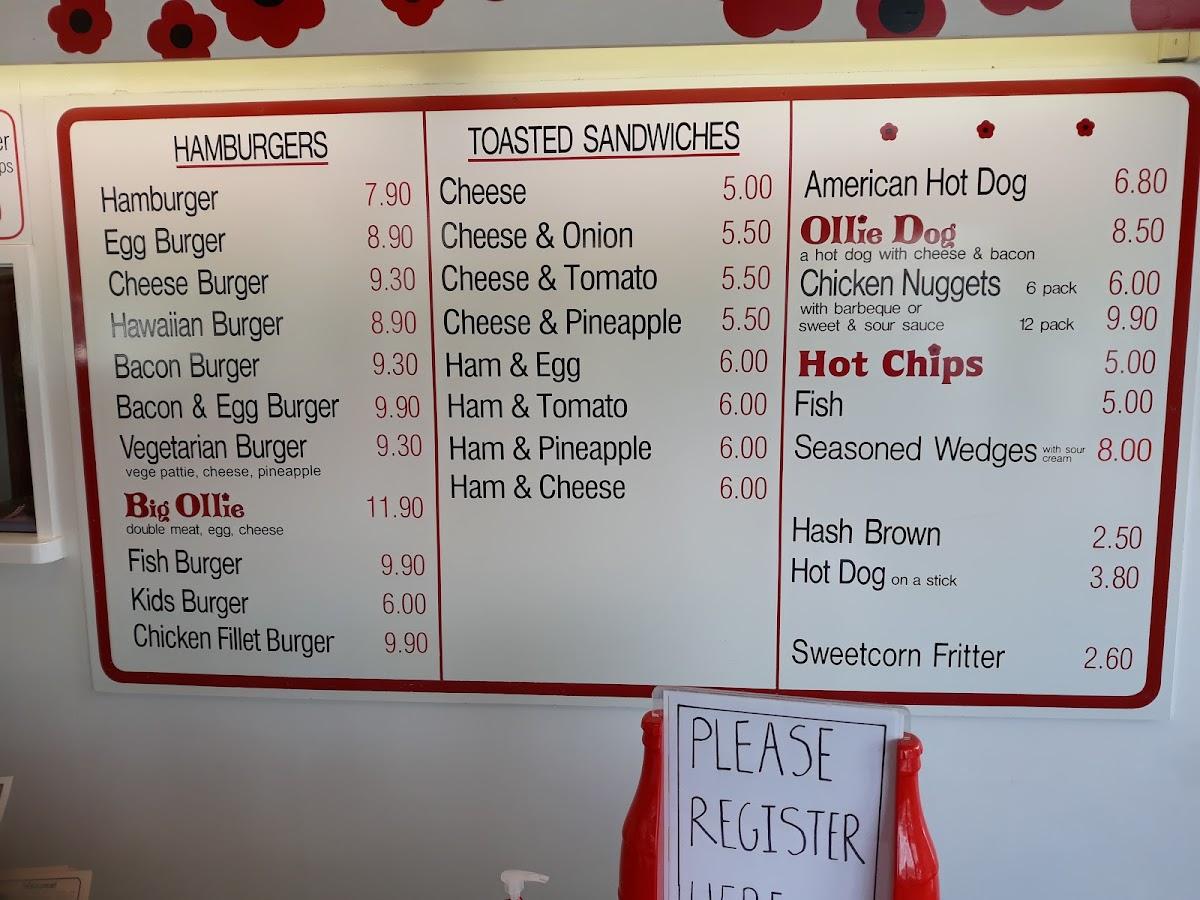 Menu at Ollies Burgers & Ice Cream desserts, Auckland