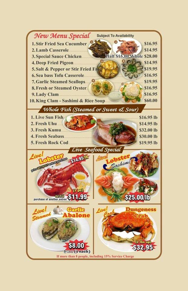Menu at Lobster King restaurant, Honolulu, S King St
