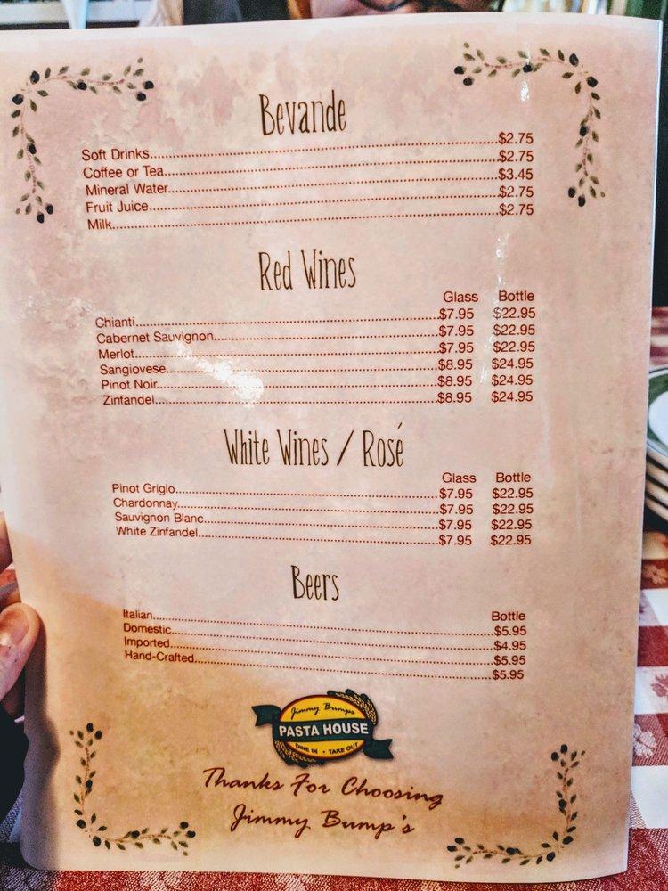 Menu at Jimmy Bumps Pasta House pizzeria, BaywoodLos Osos