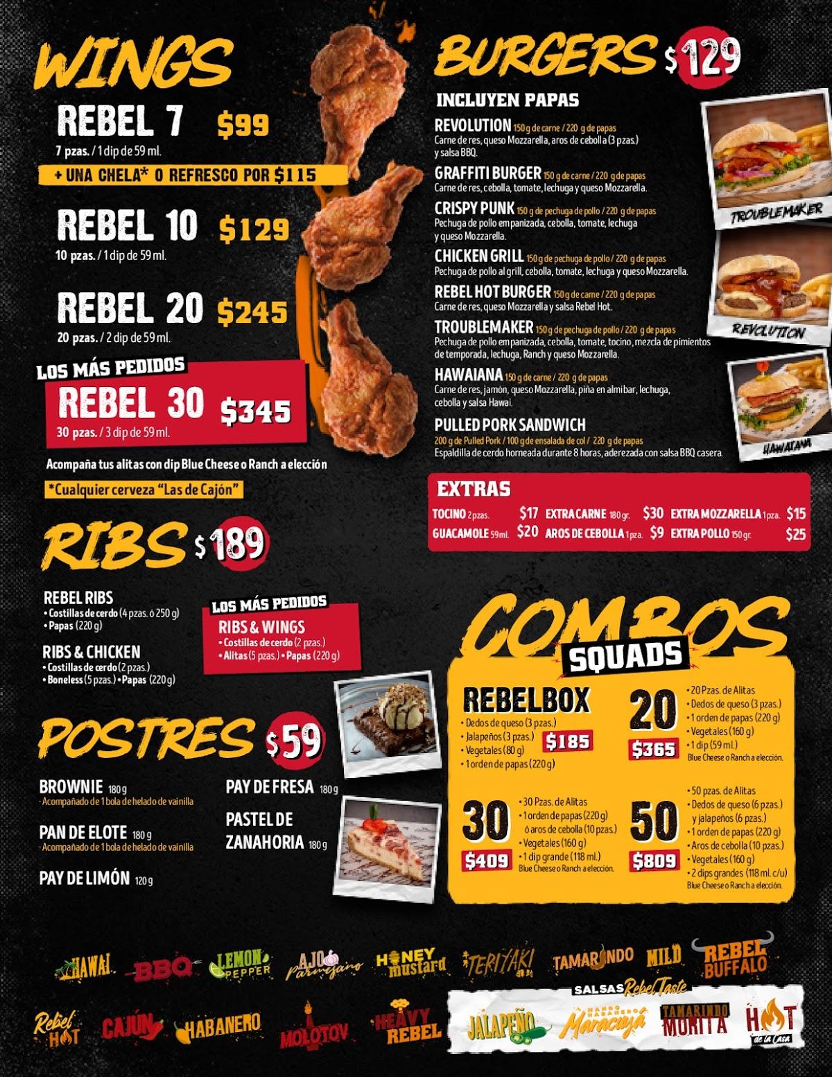 Menu at Rebel Wings Ecatepec restaurant, Ecatepec de Morelos