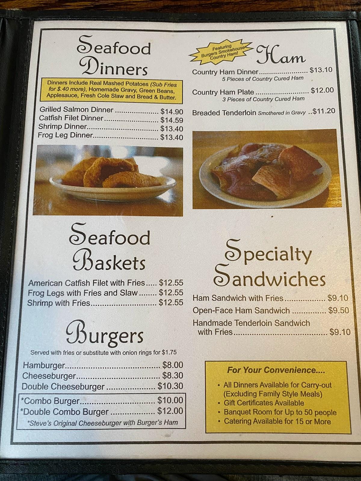 Menu at Steve's Family Style Restaurant, Lohman, Lohman