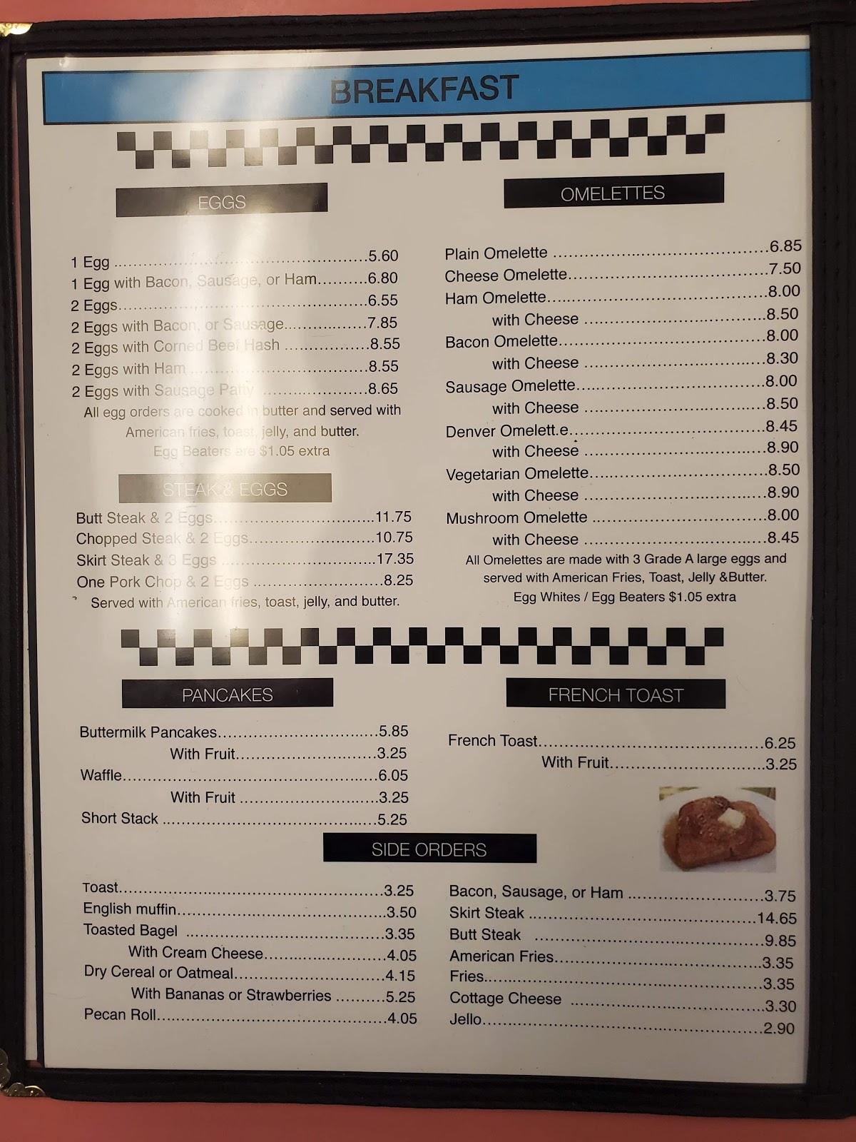 Menu at Uncle Bill's Diner restaurant, Roselle