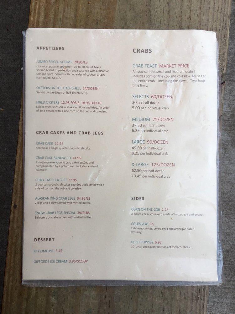 Menu at Bethesda Crab House restaurant, Bethesda