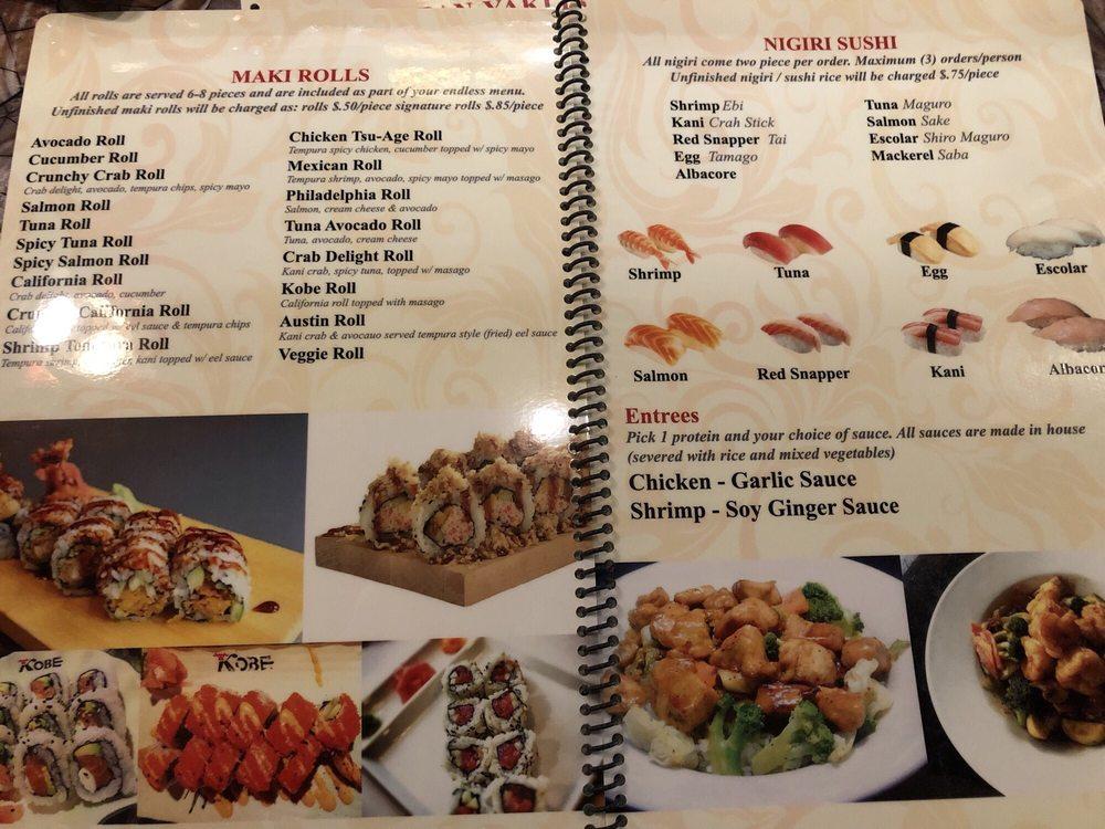 Menu At Kobe Teppan Sushi Restaurant Live Oak