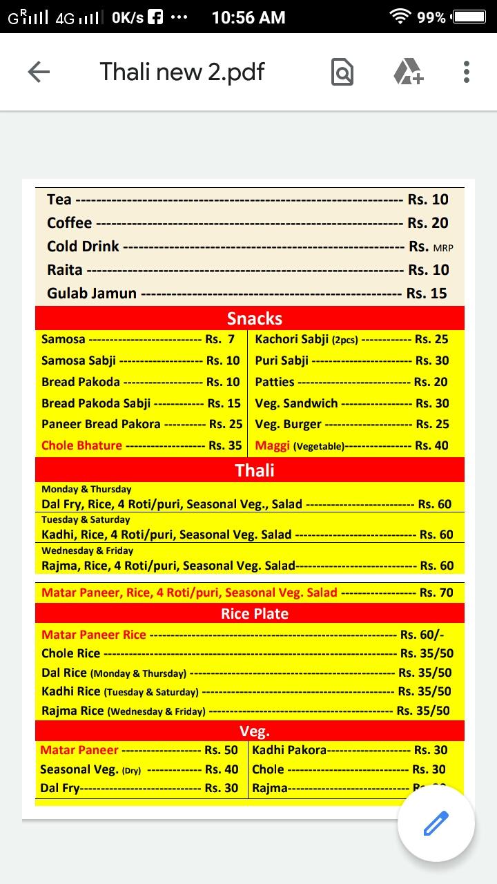 Menu at Okhla Food House, New Delhi